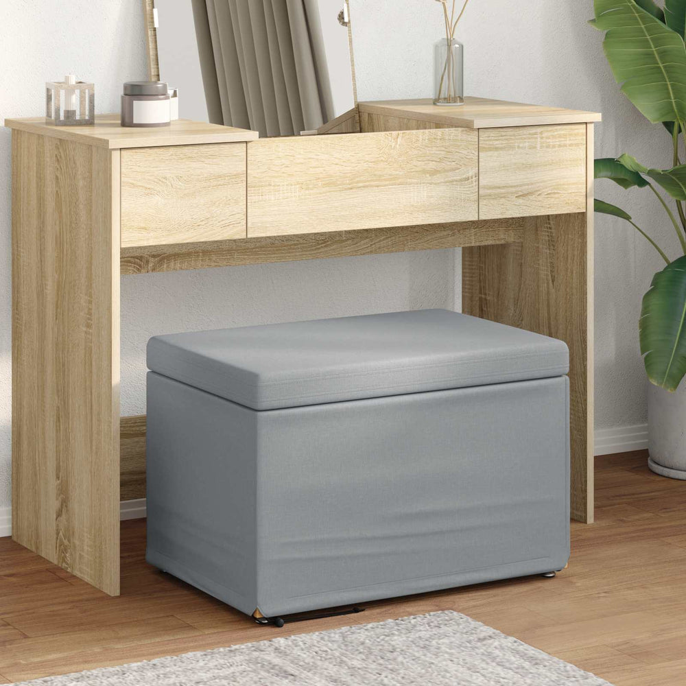 Hocker Hellgrau Stoff/Pressholz 61x41x40cm