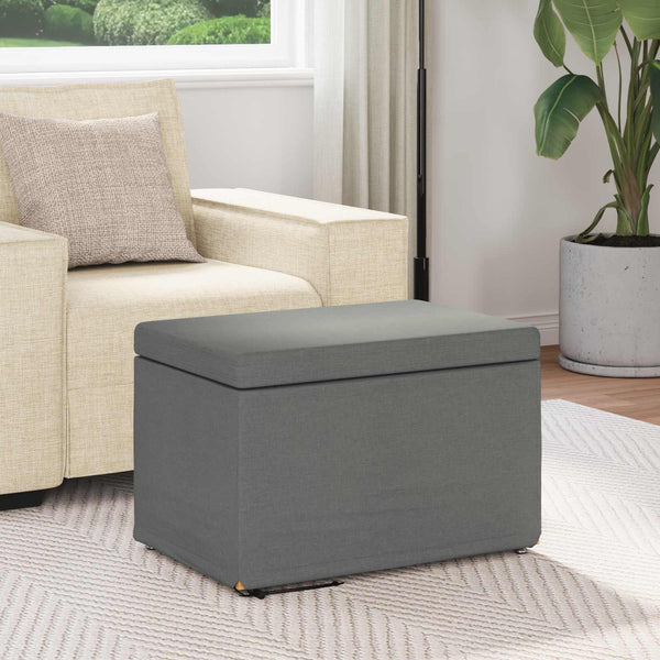 Dunkelgrauer Hocker Stoff & Holz 61x41x40cm