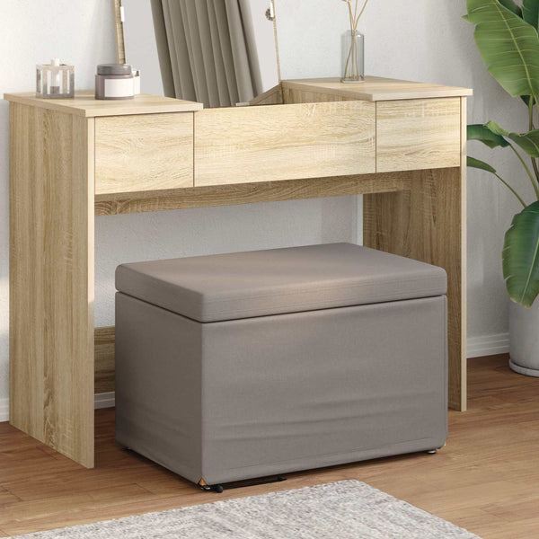 Taupe Hocker Stoff Pressholz 61x41x40cm