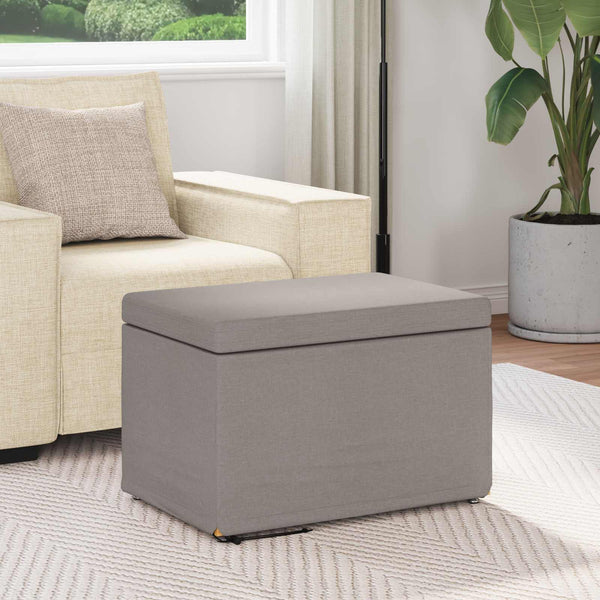 Taupe Hocker Stoff Pressholz 61x41x40cm