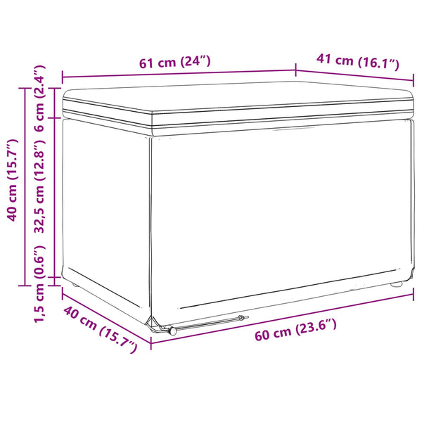 Taupe Hocker Stoff Pressholz 61x41x40cm