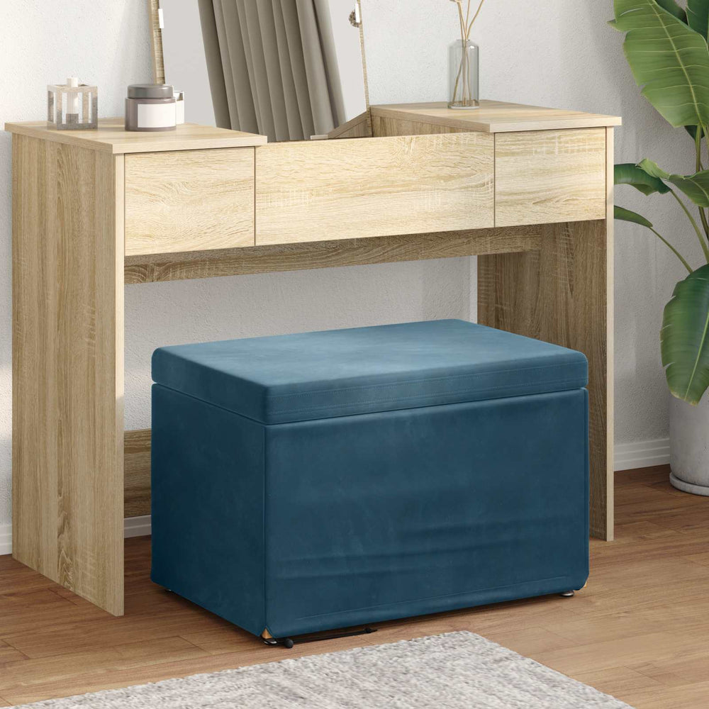 Blauer Samt Hocker, 61 cm