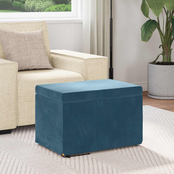 Blauer Samt Hocker, 61 cm