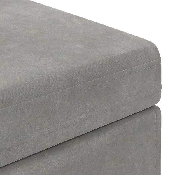 Hellgrauer Samt Hocker 61x41x40cm