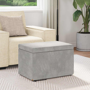 Hellgrauer Samt Hocker 61x41x40cm