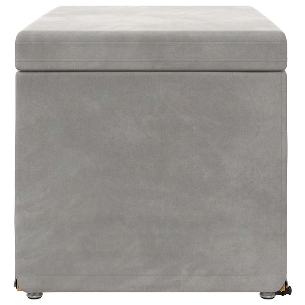 Hellgrauer Samt Hocker 61x41x40cm