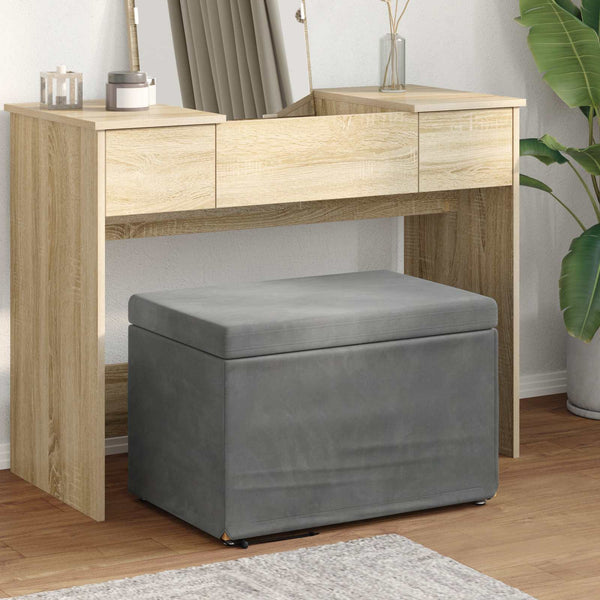 Hocker Dunkelgrau Samt 61x41x40cm