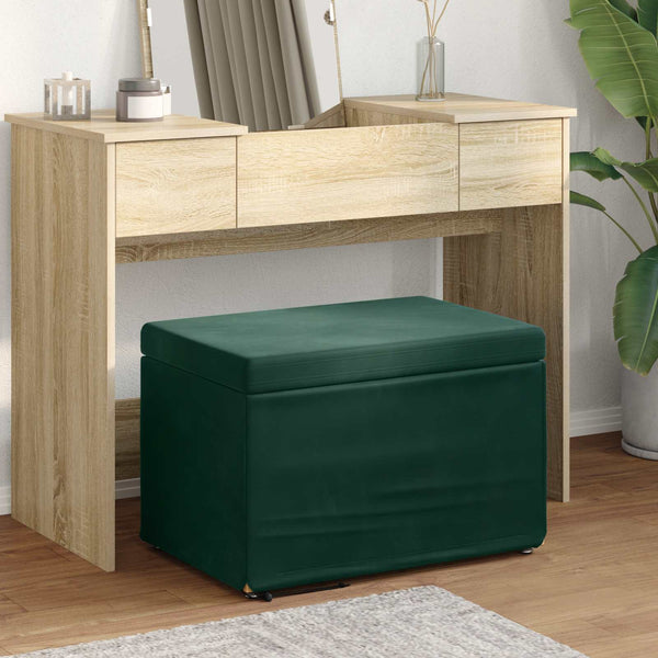 Dunkelgrüner Samt Hocker 61x41x40cm