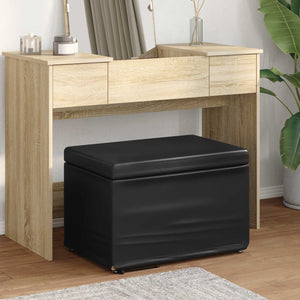 Schwarzer Hocker Kunstleder 61x41x40cm
