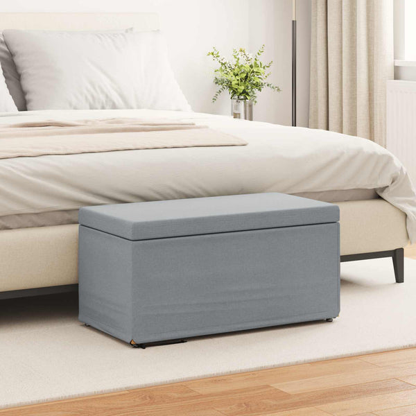 Hocker Hellgrau Stoff/Pressholz 81x41x40cm