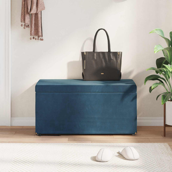 Blauer Samt Hocker 81x41x40 cm