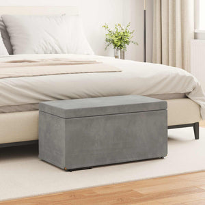 Hocker Hellgrau Samt 81x41x40cm