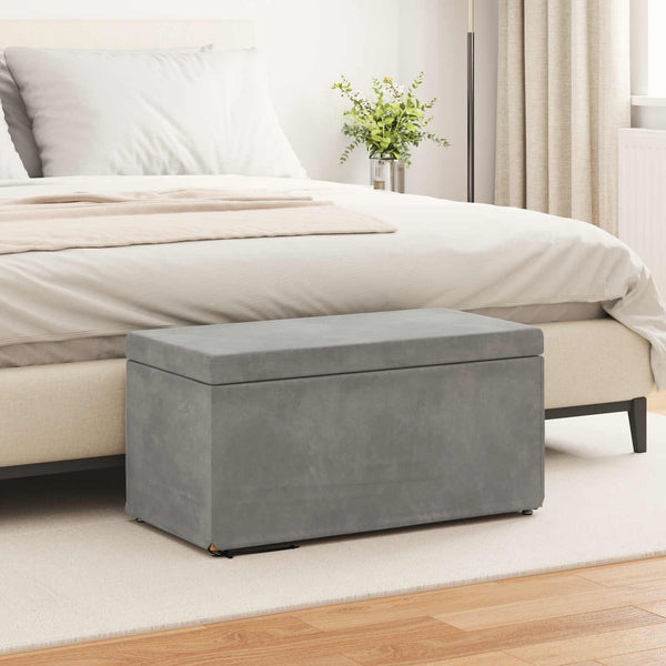 Hocker Hellgrau Samt 81x41x40cm