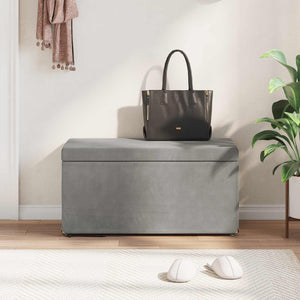 Hocker Hellgrau Samt 81x41x40cm