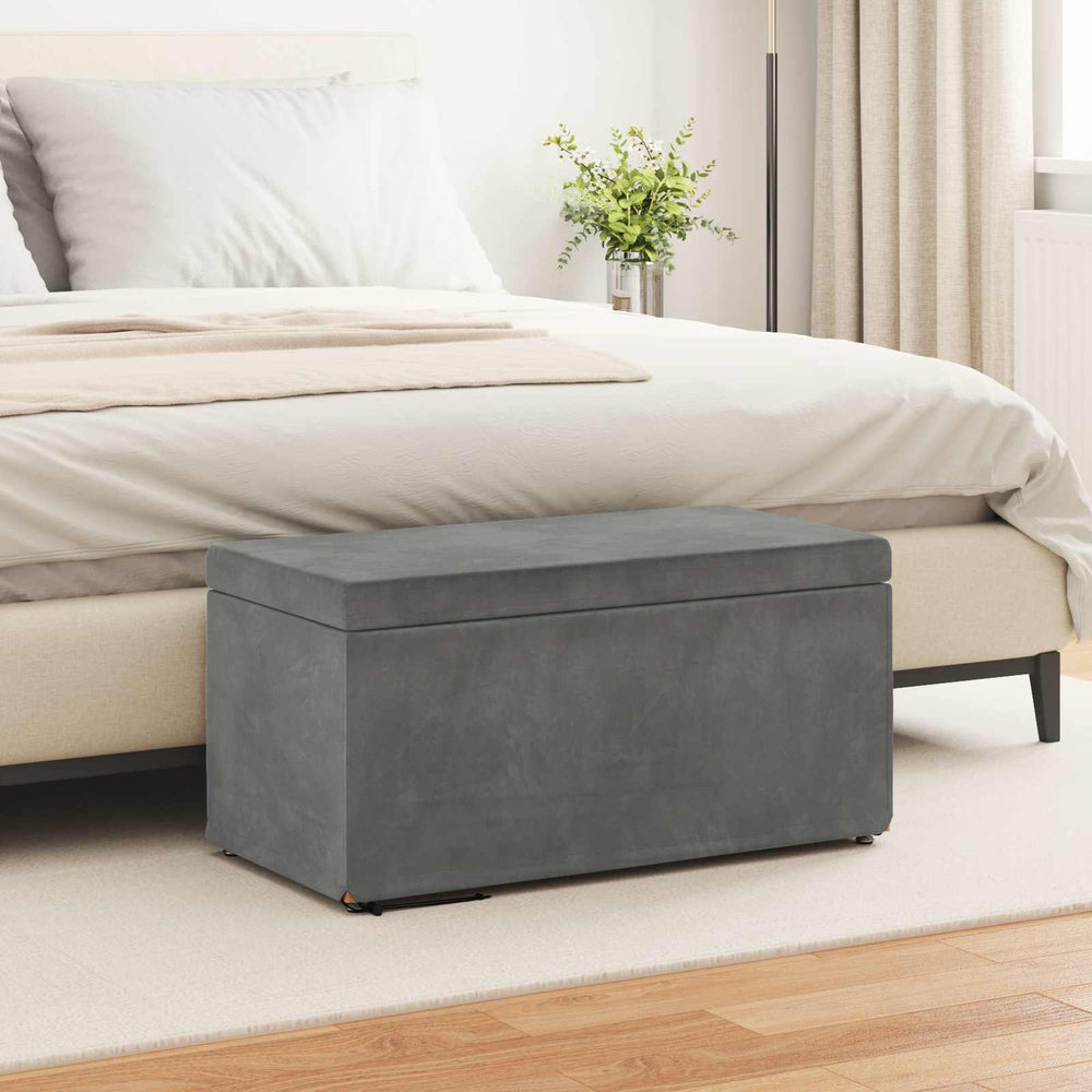 Dunkelgrauer Samt Hocker 81x41x40cm