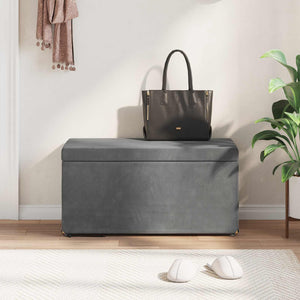 Dunkelgrauer Samt Hocker 81x41x40cm