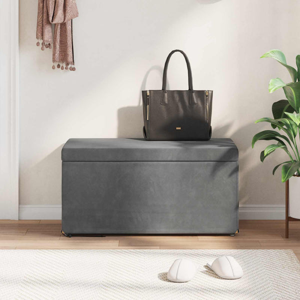 Dunkelgrauer Samt Hocker 81x41x40cm