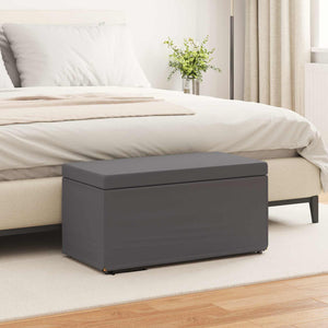 Grauer Hocker Kunstleder 81x41x40cm
