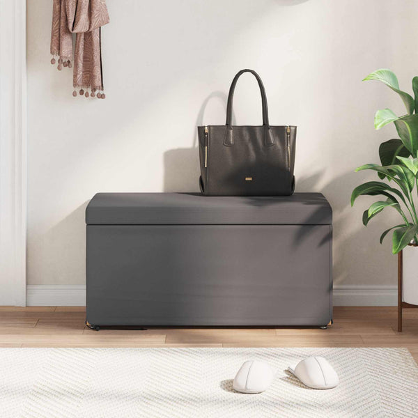 Grauer Hocker Kunstleder 81x41x40cm