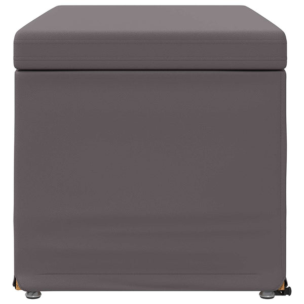 Grauer Hocker Kunstleder 81x41x40cm