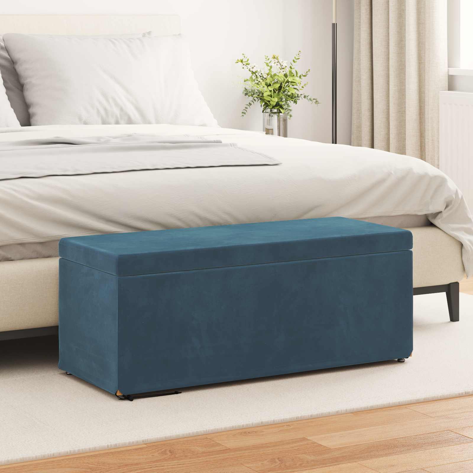 Blauer Samt Hocker 101x41x40cm
