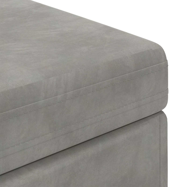 Hellgrauer Samt Hocker 101 cm