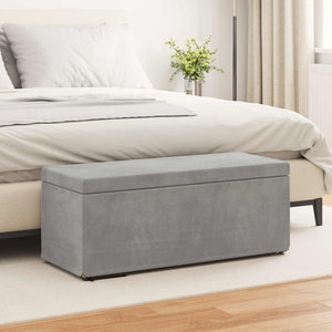 Hellgrauer Samt Hocker 101 cm