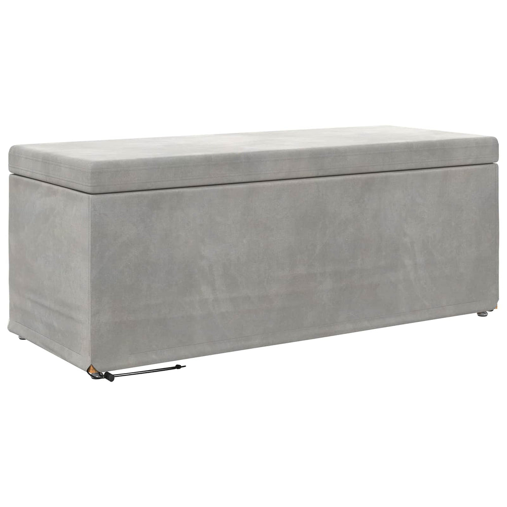 Hellgrauer Samt Hocker 101 cm