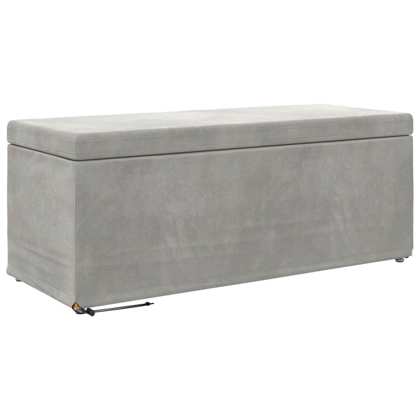 Hellgrauer Samt Hocker 101 cm