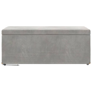 Hellgrauer Samt Hocker 101 cm