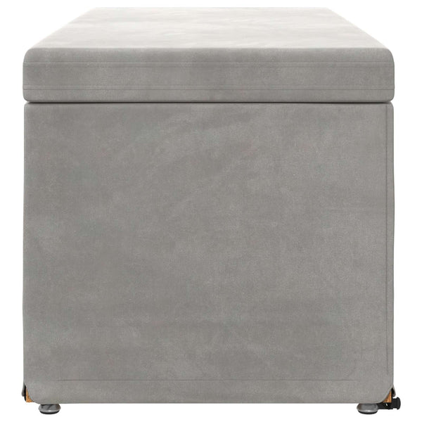 Hellgrauer Samt Hocker 101 cm