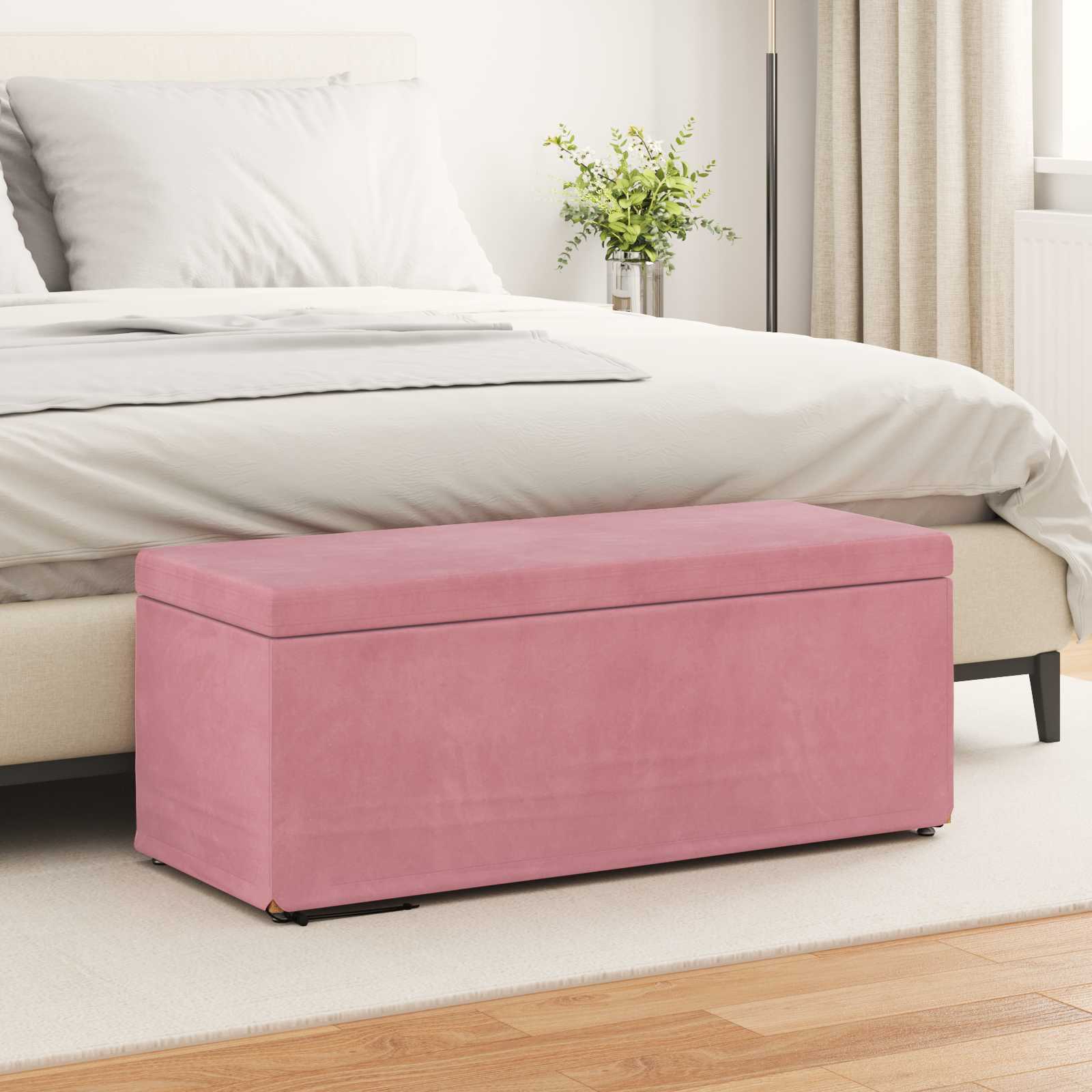 Rosa Samt Hocker 101 cm