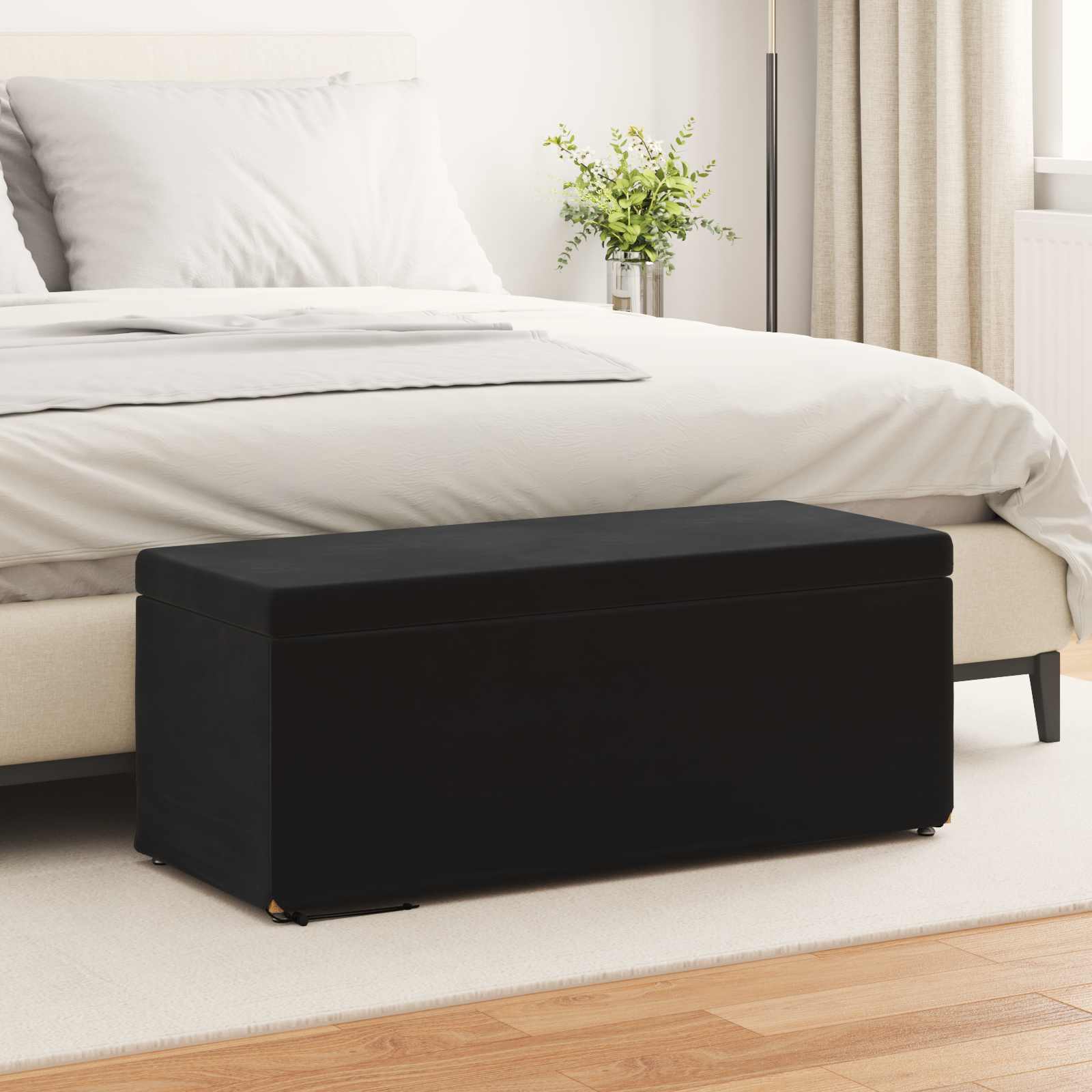 Schwarzer Samt Hocker 101x41x40cm