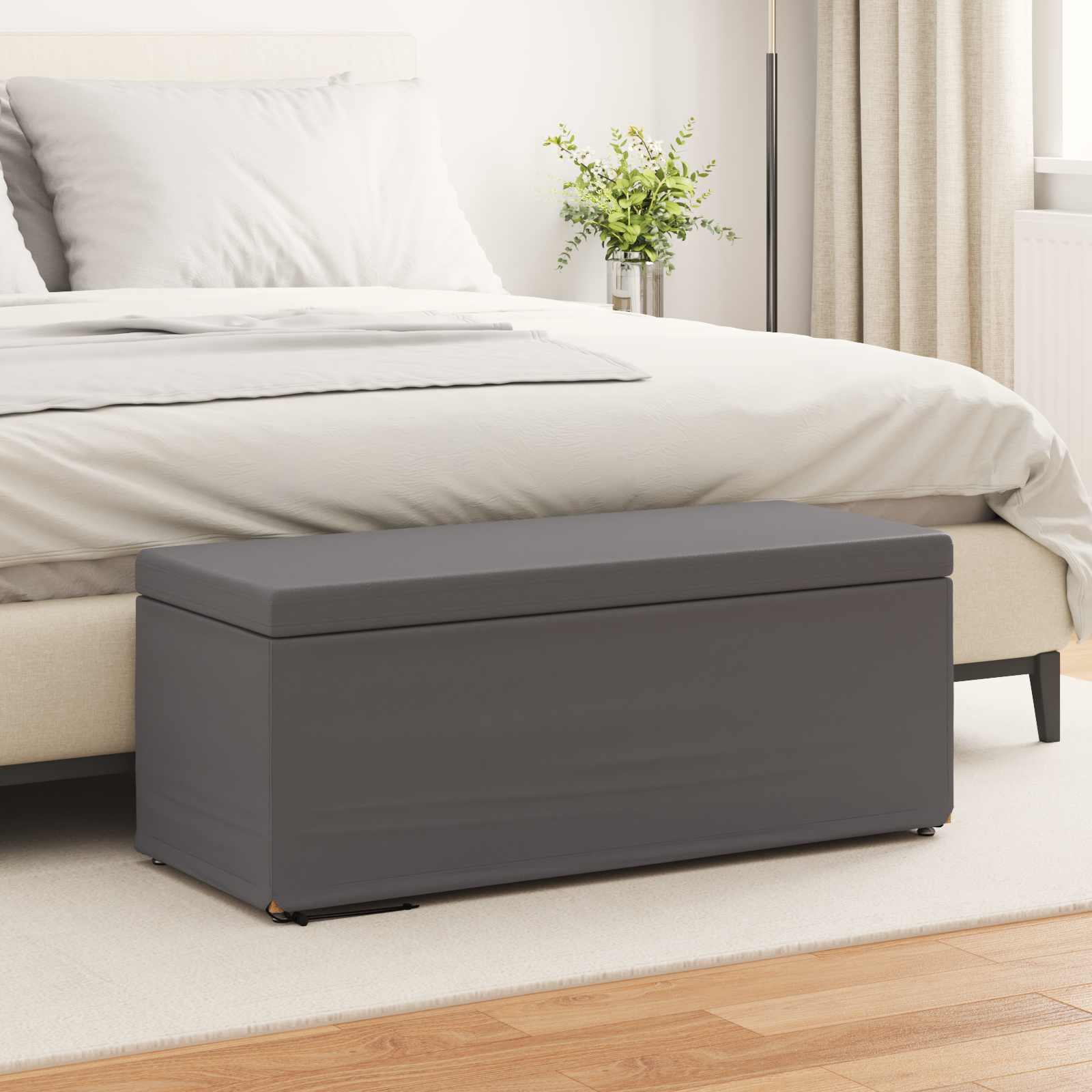Grauer Hocker 101x41x40 cm