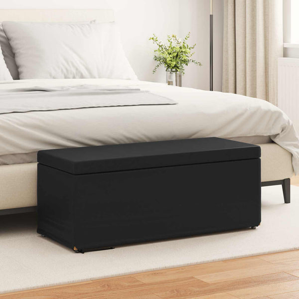 Schwarzer Hocker 101x41x40cm Kunstleder