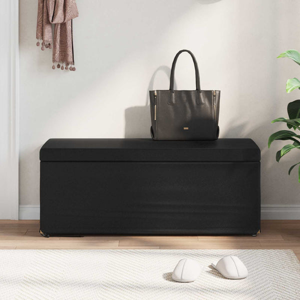 Schwarzer Hocker 101x41x40cm Kunstleder