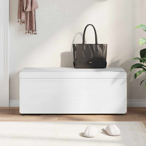 Weißer Hocker Kunstleder 101x41x40cm