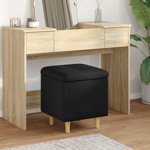 vidaXL Pouf de rangement avec coussin en tissu noir 40 x 40 x 45 cm