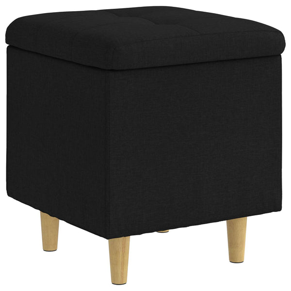 vidaXL Pouf de rangement avec coussin en tissu noir 40 x 40 x 45 cm