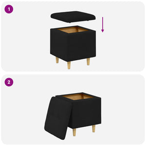 vidaXL Pouf de rangement avec coussin en tissu noir 40 x 40 x 45 cm