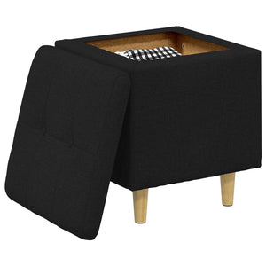 vidaXL Pouf de rangement avec coussin en tissu noir 40 x 40 x 45 cm