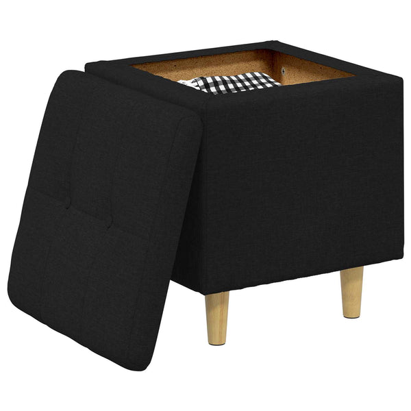 vidaXL Pouf de rangement avec coussin en tissu noir 40 x 40 x 45 cm