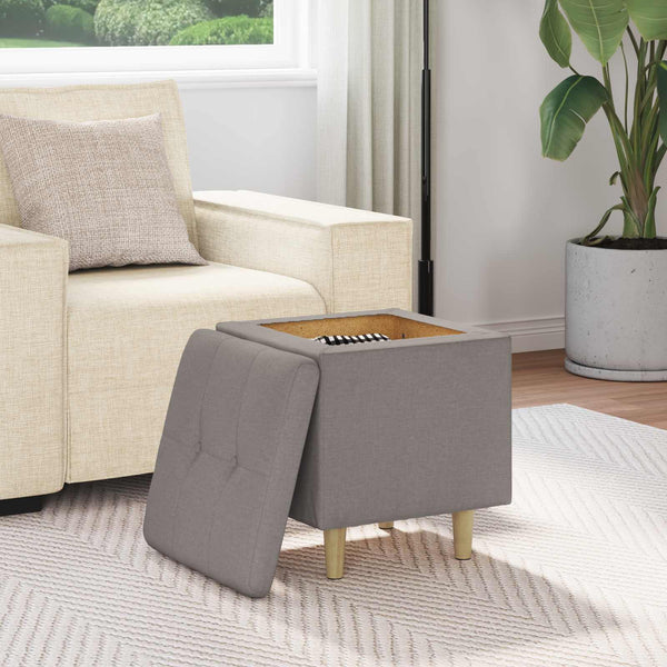 Aufbewahrungsottomane Taupe mit Kissen