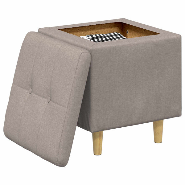 Aufbewahrungsottomane Taupe mit Kissen