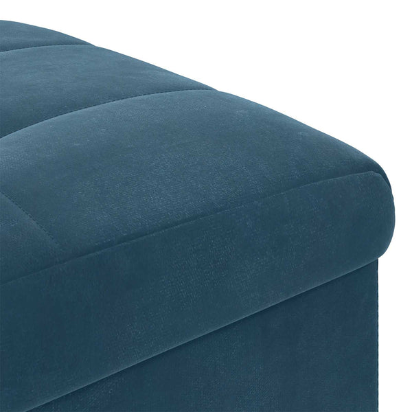 Blaue Samt Aufbewahrungsottomane mit Kissen
