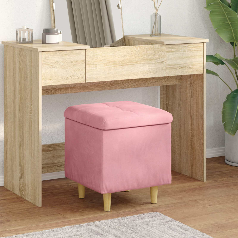 Rosa Samt Aufbewahrungsottomane mit Kissen