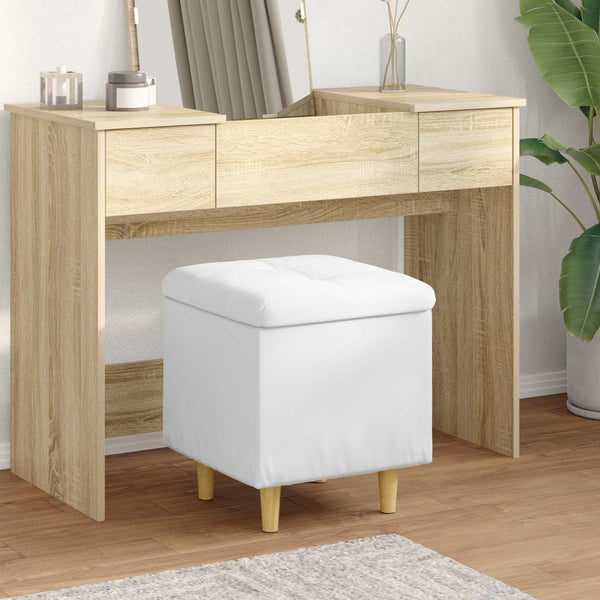 Weiße Aufbewahrungsbox Ottomane Kunstleder
