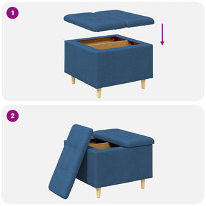 Blaue Aufbewahrungsottomane mit Kissen