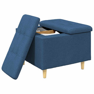Blaue Aufbewahrungsottomane mit Kissen