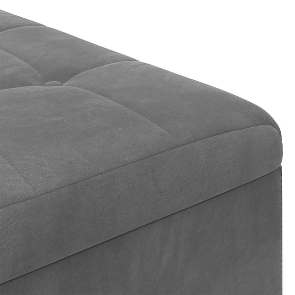Dunkelgraue Samt Aufbewahrungsottomane 60x60x45cm